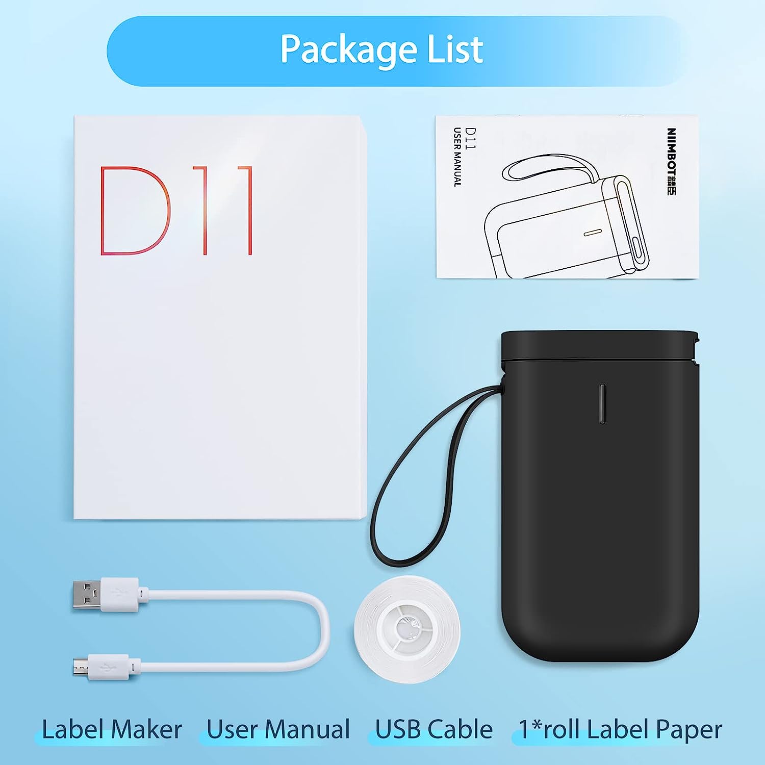 JADENS Label Maker Machine with Tape, D110 Portable Bluetooth Label Printer for Storage, Shipping, Barcode, Mailing, Office, Home, Organizing, Sticker Maker Mini Label Maker with Multiple Templates - Image 7
